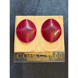 Vintage old stock 1950s Coro Bood Red Earrings